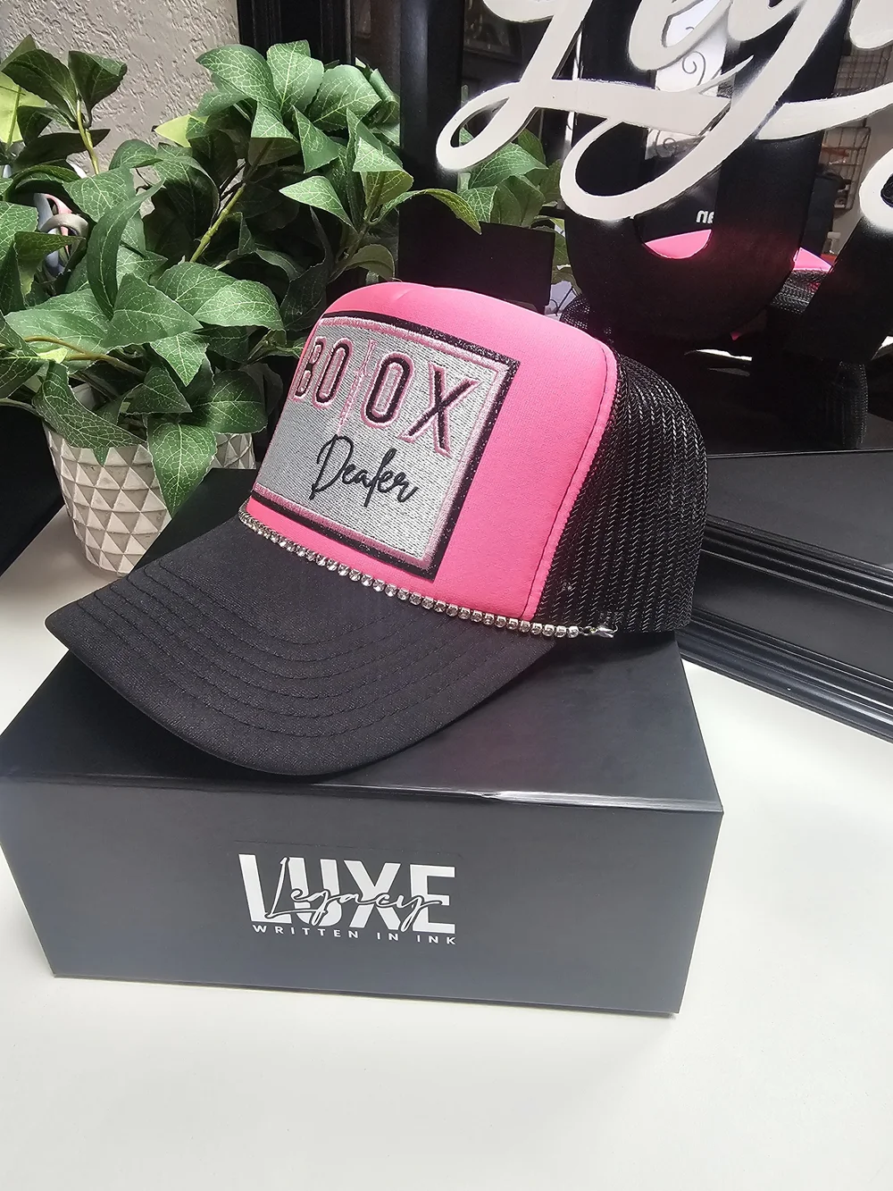 Custom Pink and Black 'Botox Dealer' Trucker Hat